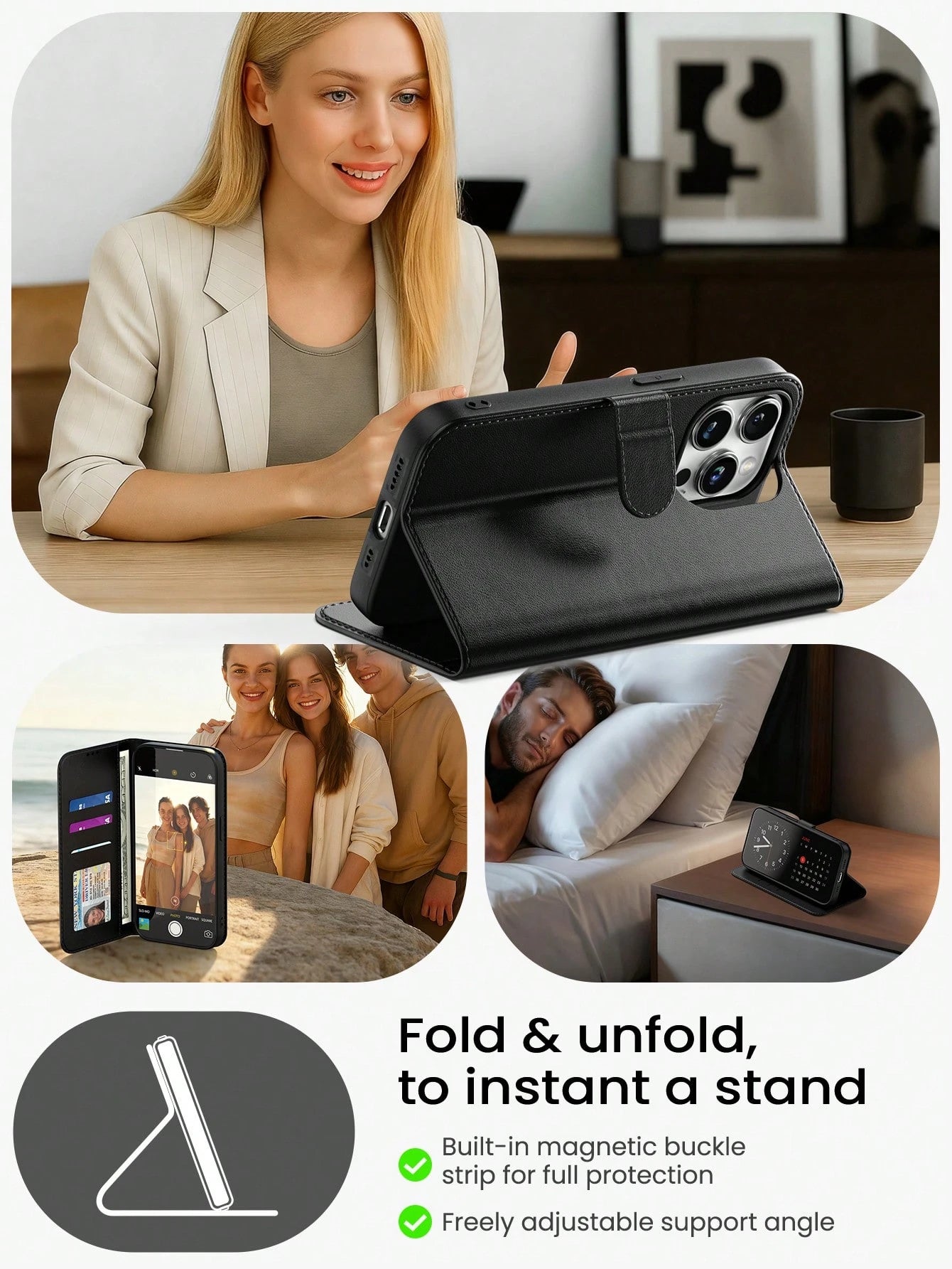 Black Leather Butterfly Shockproof Butterfly Fashion Phone Case Wallet Phone Case Compatible With Iphone 16 Pro Max, Card Holder Phone Case Compatible With Iphone 13, 11, 17 Pro Max, Suitable For Dail