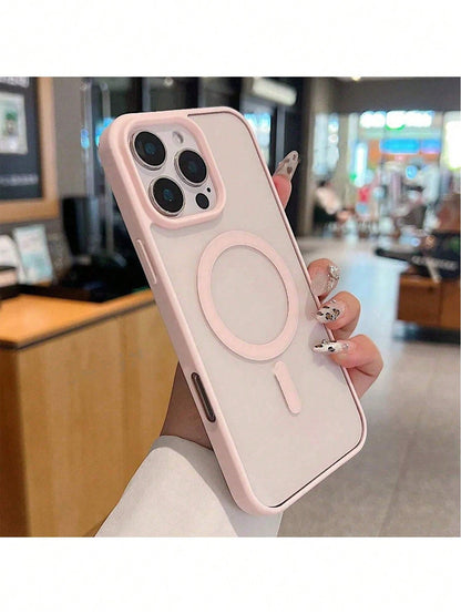 Black Magnetic Basic Phone Case Transparent Magnetic Phone Case, Compatible With 16/15/14/13/12/11 Pro/Plus/Max/Mini/7/8/SE/16e/7P/X/XR/XsMax, Shock-Proof Protective Cover, Also Fits S25 Ultra/S24 Ult