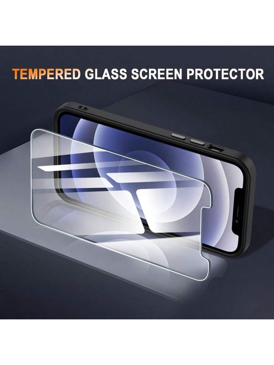 Black Magnetic Style Basic Phone Case Compatible With Apple Case With Screen Protector, Magnetic Translucent Phone Case For Women Men [Compatible With Magsafe] Slim Anti-Fingerprints Shockproof Protec