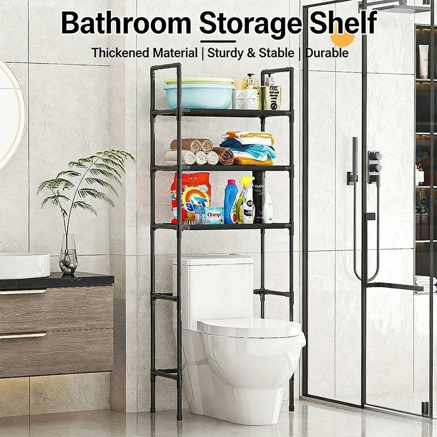 Black Storage Cabinet Above The Toilet