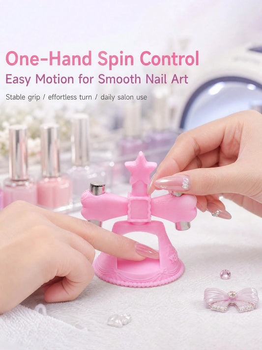 Blue & Pink Star Rotating Cat Eye Magnetic Nail Art Magnet, Dual Magnet Smooth Rotation With Glossy Vortex Effect
