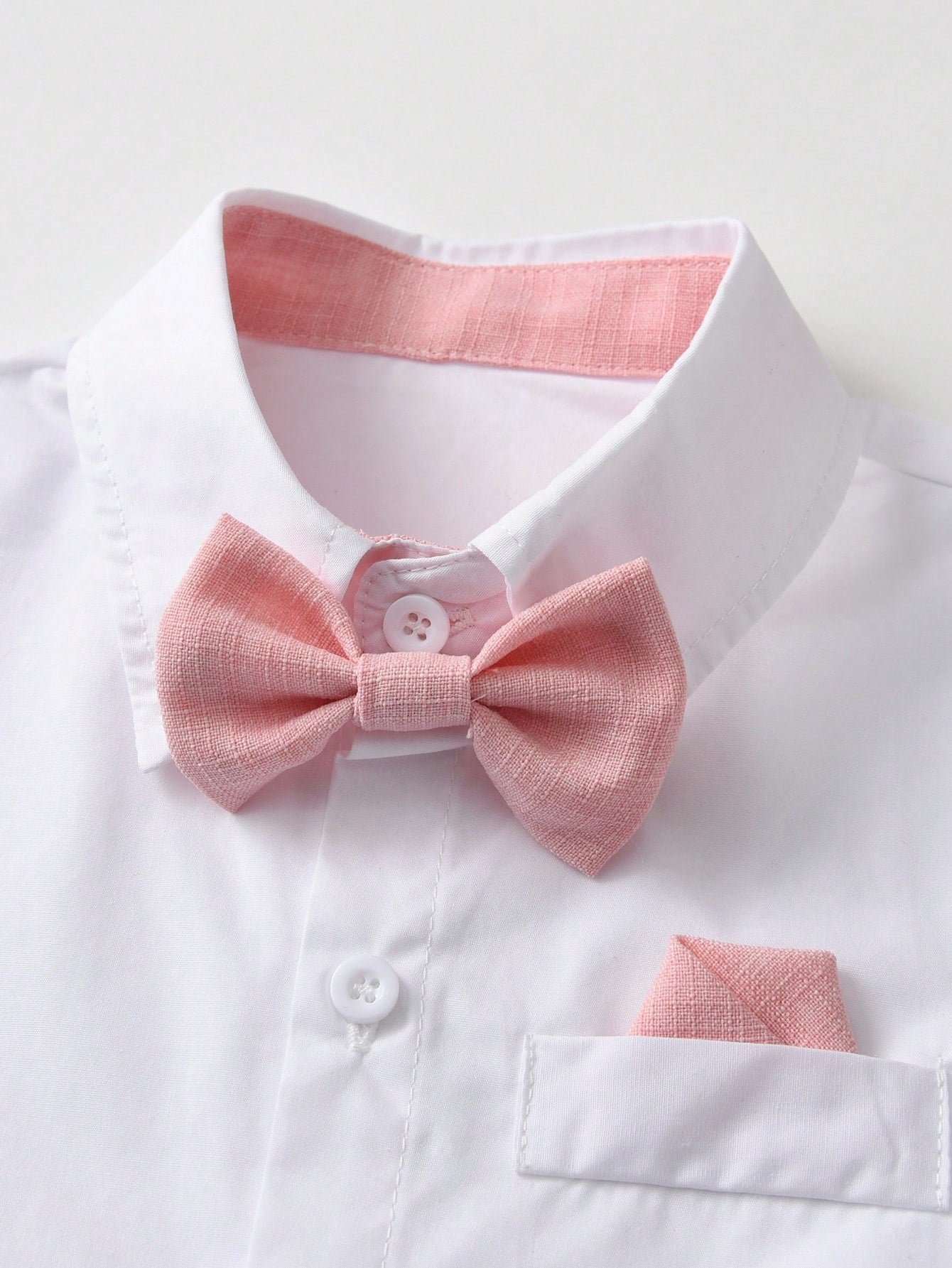 BOARNSEORL Baby Boys Gentleman Summer Outfit- White Shirt With Bow Tie And Pink Suspender Shorts, Fashionabantic For Birthday Party, 1st Birthday, Valentine''s Day