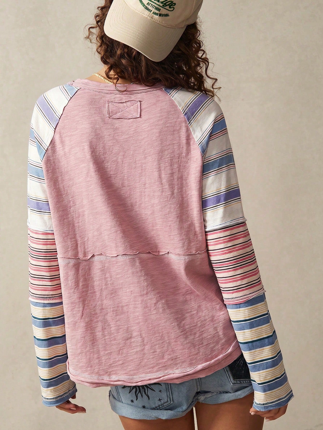 Bohemela Casual Boho 2000s Solid Color Knit Round Neck Women's T-Shirt Everyday Picnic Daytime Travel Blue And White Stripe Stripe Stripe Stripe Autumn Travel
