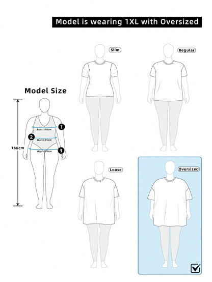 Bohemela Plus Size Round Neck Dropped Shoulder Short Sleeve Floral Print Loose T-Shirt, Summer Office Brown 1950s Vintage