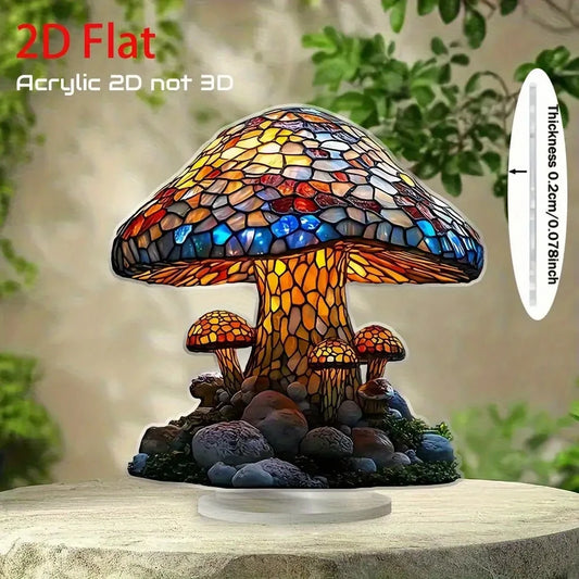 Bohemian Dreamy Colorful Mushroom Desktop Decoration Acrylic, Forest Fantasy Style, Multi-Purpose Home, Office, Cafe Display