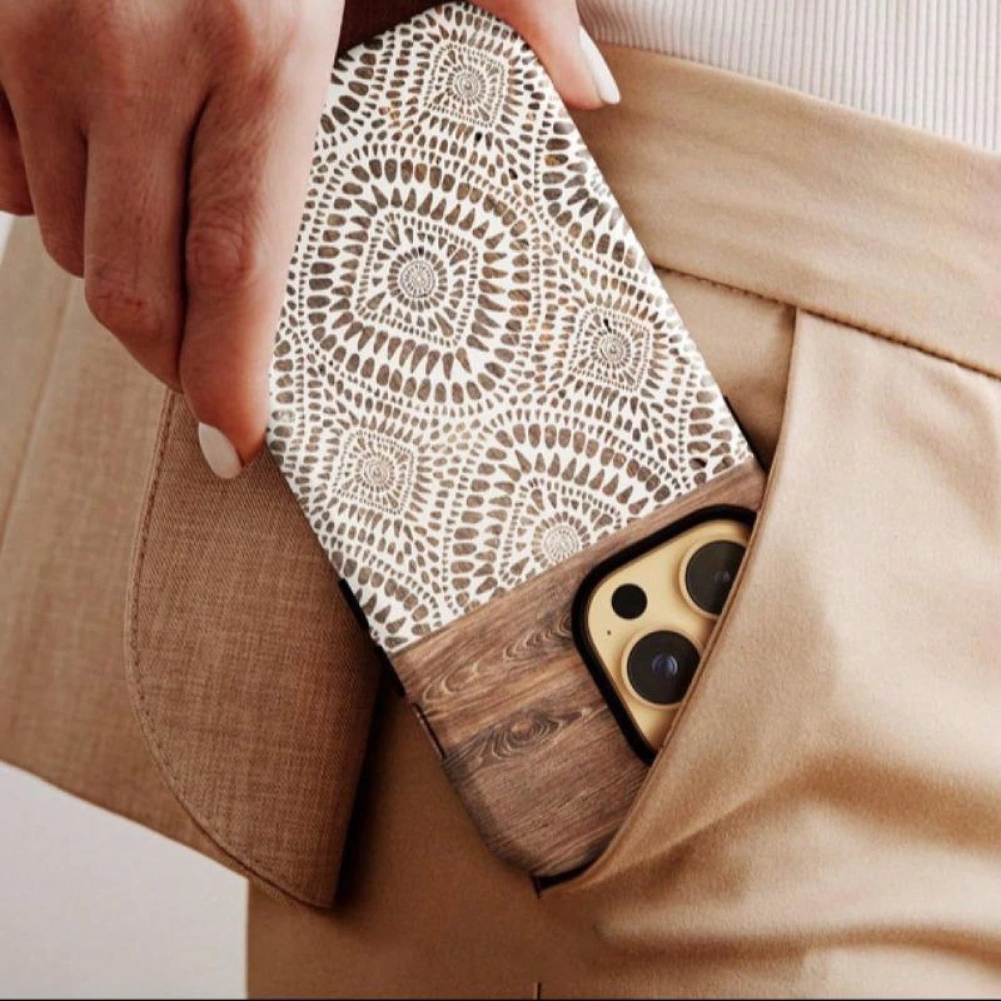 Boho Style Lace Pattern Phone Case, Fashionable Phone Protector Cover, Phone Accessories Compatible With IPhone 11 12 13 14 15 Pro Max, Casing