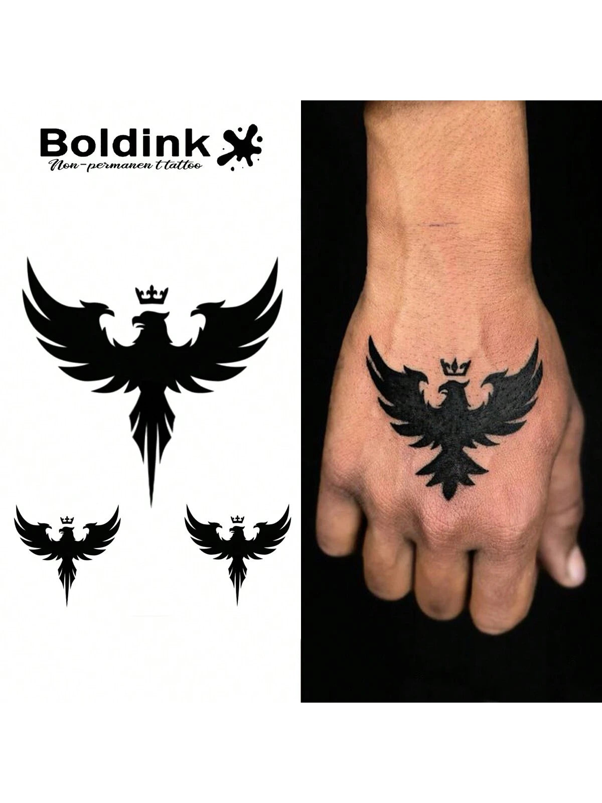 Boldink Non-Permanent Tattoo Technology, Animal & Bird Tattoo Designs, Simple Yet Elegant, Natural Matte Finish, Waterproof Temporary Tattoo, Lasts 1-2 Weeks, Easy Application, Looks Great, Temporary