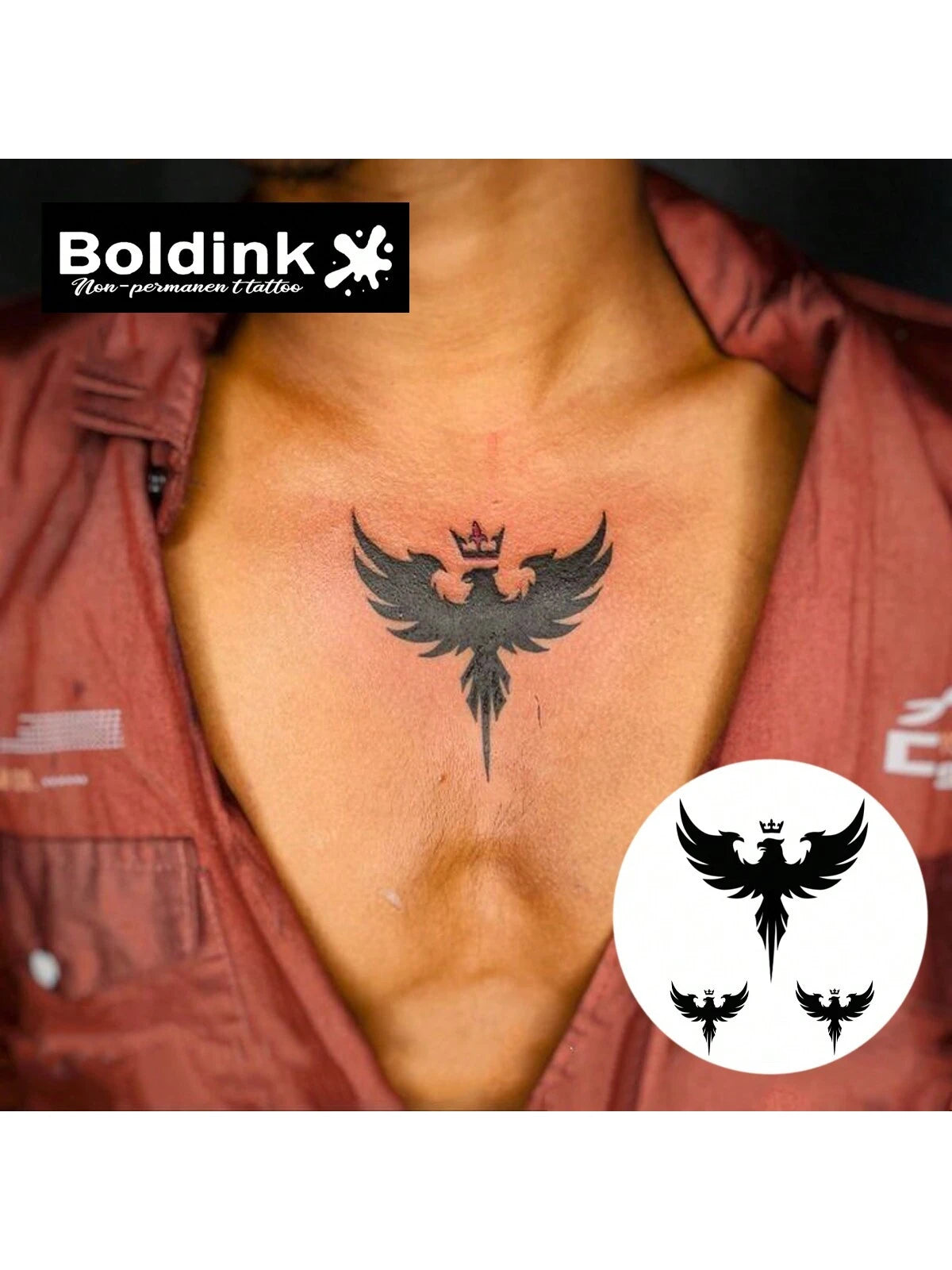 Boldink Non-Permanent Tattoo Technology, Animal & Bird Tattoo Designs, Simple Yet Elegant, Natural Matte Finish, Waterproof Temporary Tattoo, Lasts 1-2 Weeks, Easy Application, Looks Great, Temporary