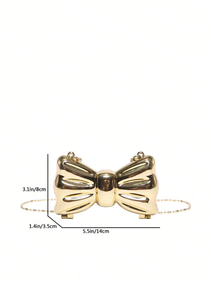 Bow Shaped Mini Party Bag, Women's Fashionable Chain Crossbody Bag, Suitable For Party And Date Wear, Coin Purse, Wedding, Party Bags, Graduation