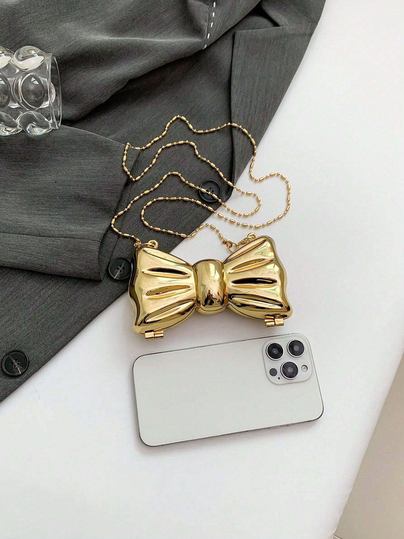 Bow Shaped Mini Party Bag, Women's Fashionable Chain Crossbody Bag, Suitable For Party And Date Wear, Coin Purse, Wedding, Party Bags, Graduation