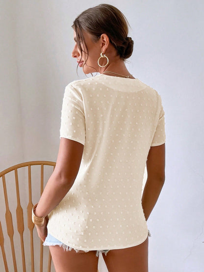 Breezaya Swiss Dot Scallop Trim Top Women Shirt