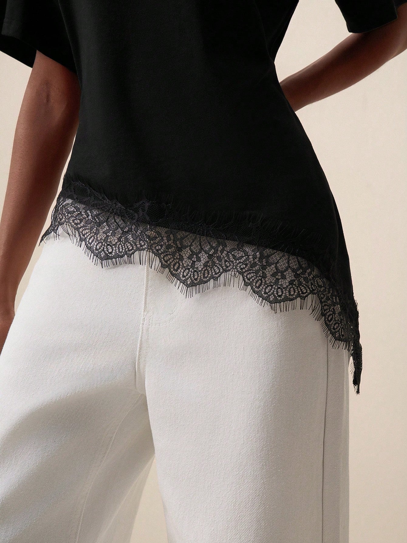 Briarwyn Women's Lace Patchwork Asymmetrical Hem Casual Versatile Daily Wear Top,Summer Top