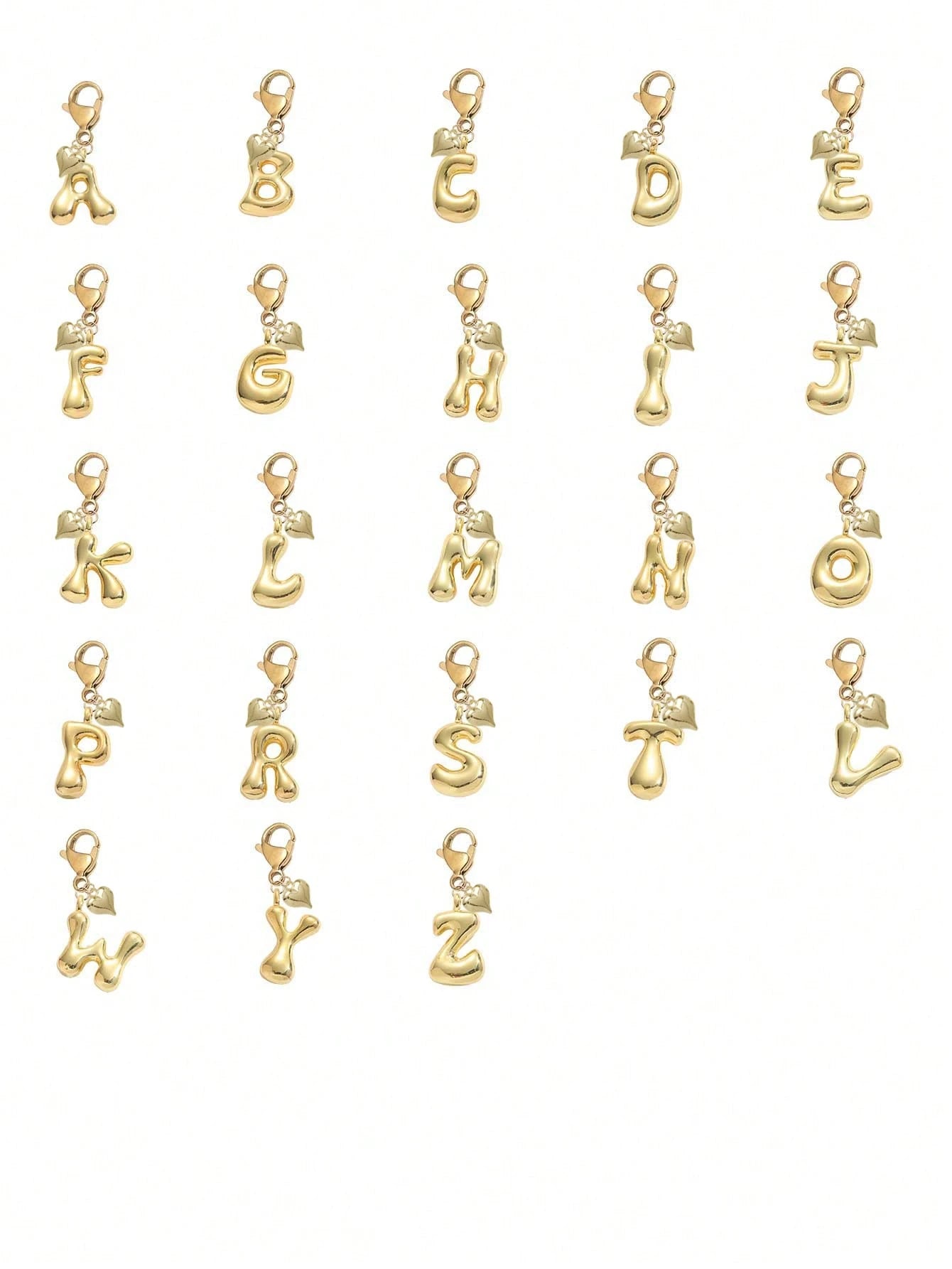 Bubble Letter Cute Necklace Pendant, Bag Charm- Lucky Crystal Pendant With Golden Heart Pendant, Letter A-Z, Shiny Alloy Bag Backpack Keychain- Perfect Gift For Birthday And Special Occasions, Keych