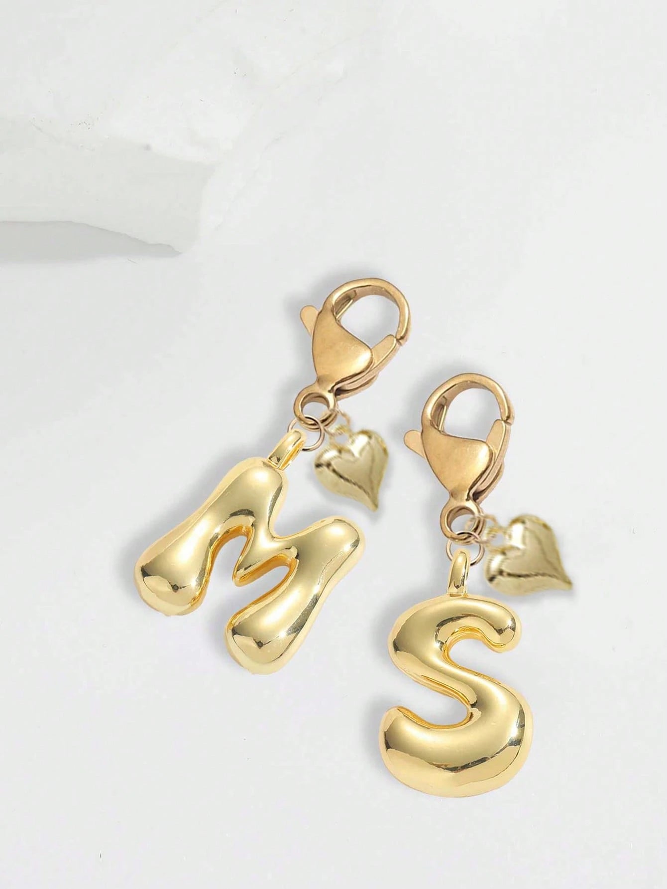 Bubble Letter Cute Necklace Pendant, Bag Charm- Lucky Crystal Pendant With Golden Heart Pendant, Letter A-Z, Shiny Alloy Bag Backpack Keychain- Perfect Gift For Birthday And Special Occasions, Keych