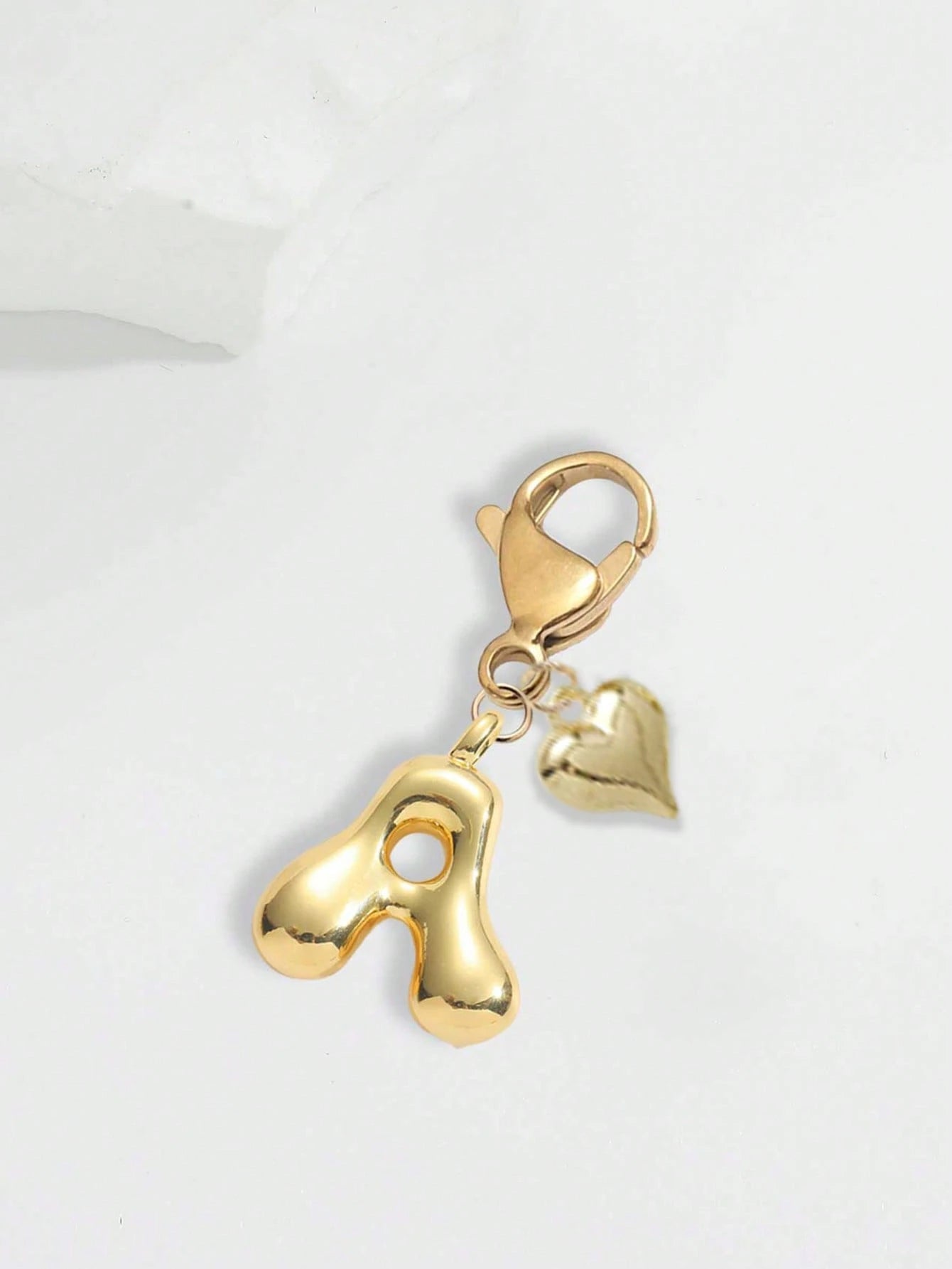 Bubble Letter Cute Necklace Pendant, Bag Charm- Lucky Crystal Pendant With Golden Heart Pendant, Letter A-Z, Shiny Alloy Bag Backpack Keychain- Perfect Gift For Birthday And Special Occasions, Keych