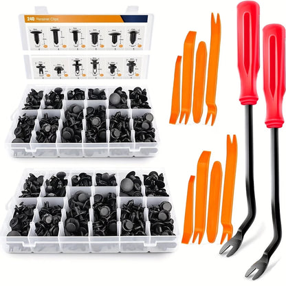 Bumper Clips Car Clips Plastic Rivets And 5 Fastener Removers Fasteners Push Retainer Kit Auto Push Pin Rivets Set