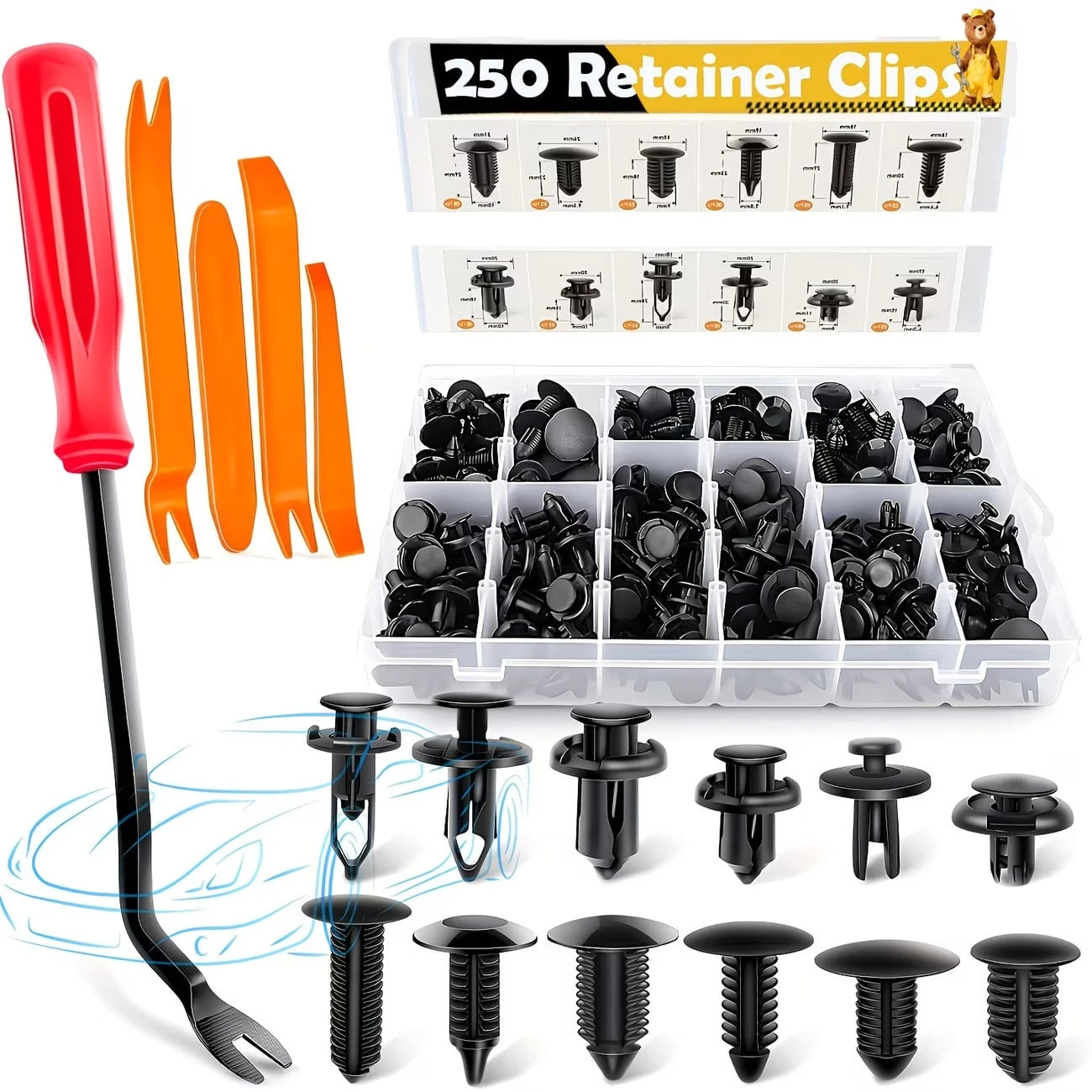 Bumper Clips Car Clips Plastic Rivets And 5 Fastener Removers Fasteners Push Retainer Kit Auto Push Pin Rivets Set
