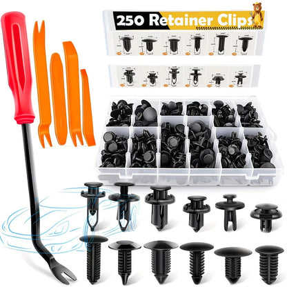 Bumper Clips Car Clips Plastic Rivets And 5 Fastener Removers Fasteners Push Retainer Kit Auto Push Pin Rivets Set