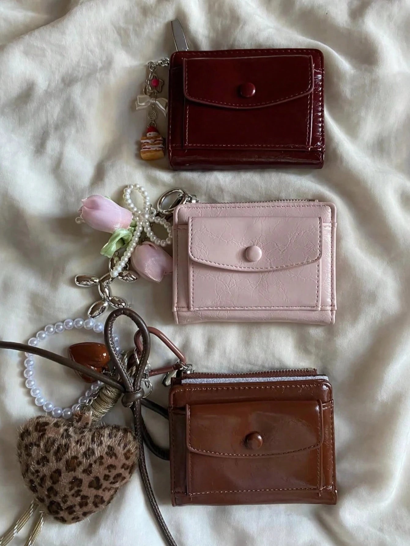 Burgundy Cracked PU Leather Short Wallet Multi-Card Slots Wallet For Women Purse Travel Portable Lightweight Stylish For Home For Outdoor,Coin Purse