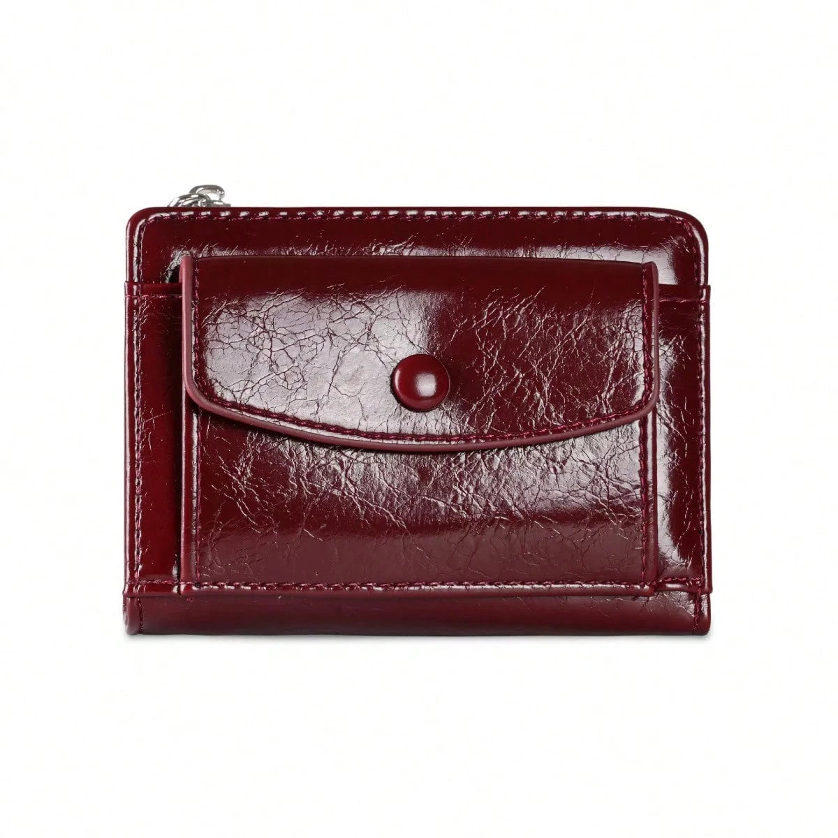 Burgundy Cracked PU Leather Short Wallet Multi-Card Slots Wallet For Women Purse Travel Portable Lightweight Stylish For Home For Outdoor,Coin Purse