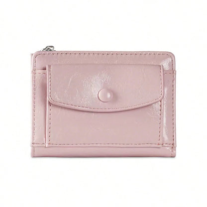 Burgundy Cracked PU Leather Short Wallet Multi-Card Slots Wallet For Women Purse Travel Portable Lightweight Stylish For Home For Outdoor,Coin Purse