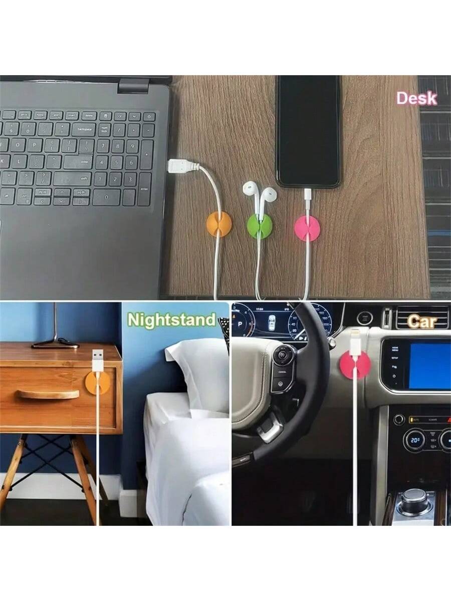 Cable Manager, Cable Clamp, Desktop Computer Holder, Adhesive Cable Manager, And Charger Holder Bedside Table, Wall, Car, And Office Cable Management Accessories Cable Organizer