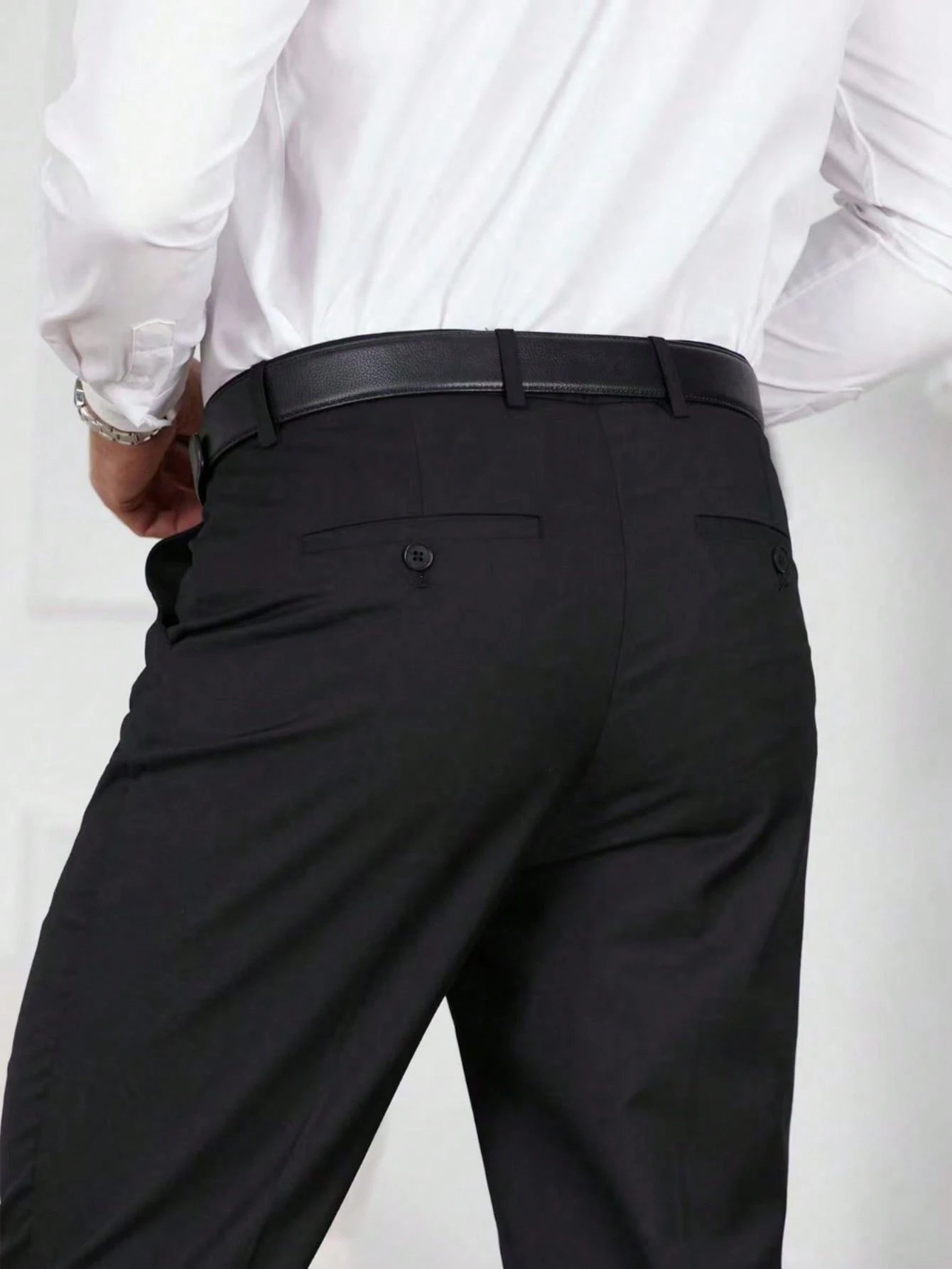 Calvornis Men's Solid Color Suit Formal Pants With Oblique Pockets, Belt Not Included, Old Money Style, Ceremony