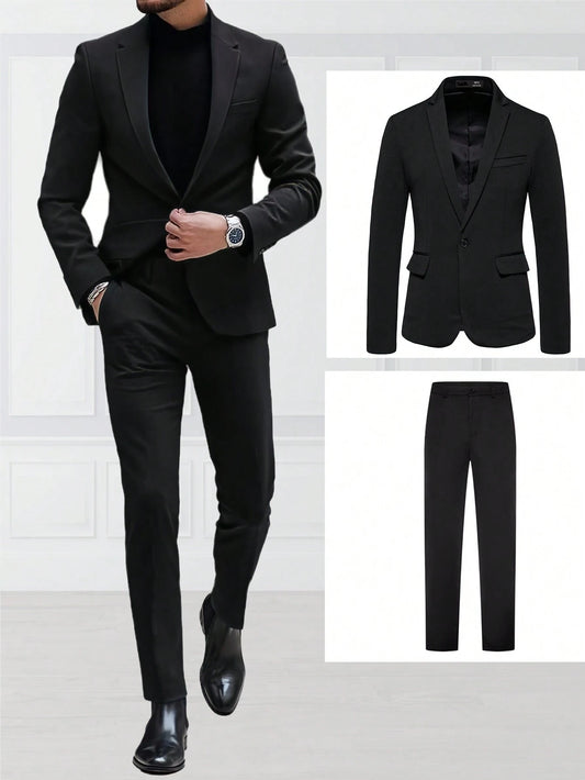 Calvornis Men Single Button Blazer & Pants Formal, Ceremony