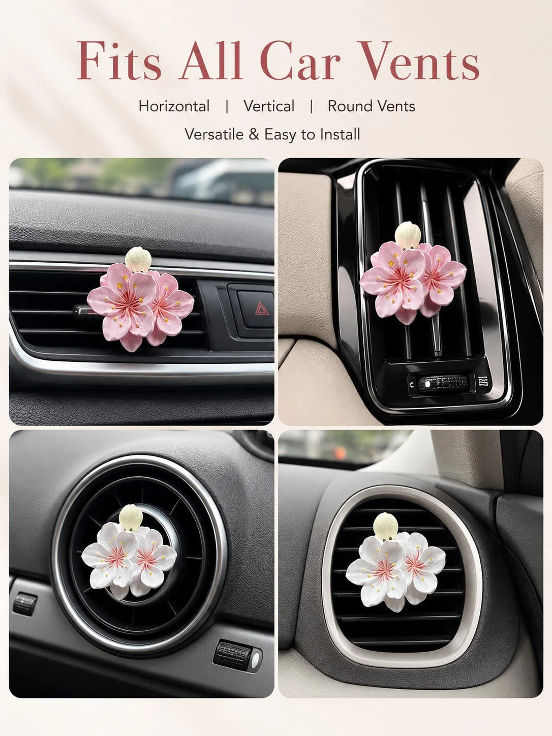 Car Air Vent Aromatherapy Diffuser, Car Fragrance, Car Decoration, Peony Scented Aromatherapy Wax Diffuser, Peony Scented Car Air Freshener, Clip-On Car Fragrance, Car Interior Air Freshening Decorati
