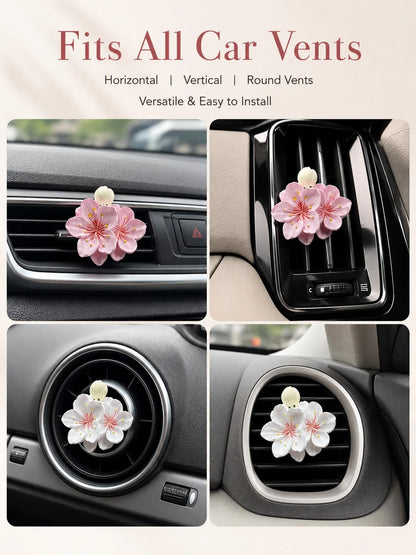 Car Air Vent Aromatherapy Diffuser, Car Fragrance, Car Decoration, Peony Scented Aromatherapy Wax Diffuser, Peony Scented Car Air Freshener, Clip-On Car Fragrance, Car Interior Air Freshening Decorati