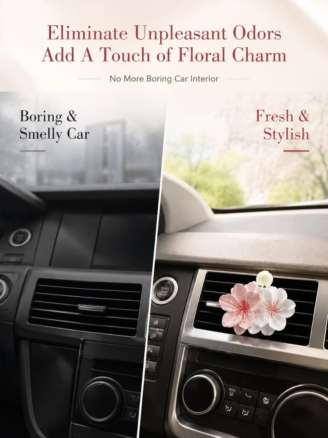 Car Air Vent Aromatherapy Diffuser, Car Fragrance, Car Decoration, Peony Scented Aromatherapy Wax Diffuser, Peony Scented Car Air Freshener, Clip-On Car Fragrance, Car Interior Air Freshening Decorati