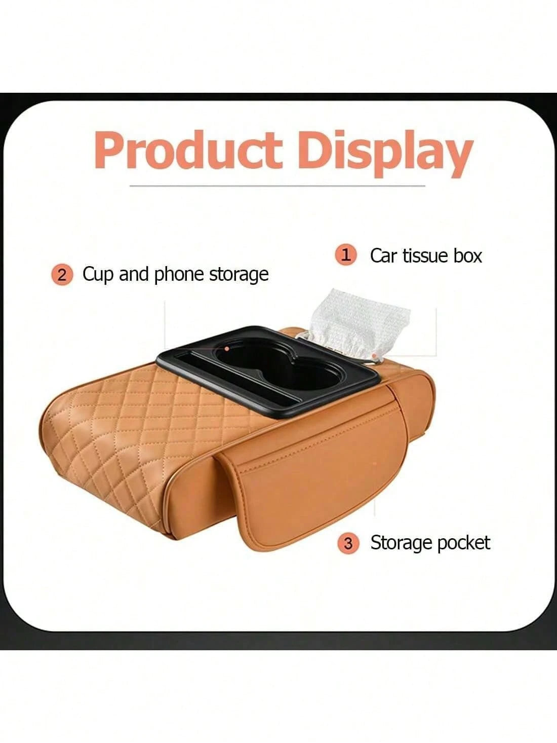 Car Armrest Cushion,5-In-1 Center Console Cover With 2 Storage Bags Cup Holder, Tissue Box Slot, Phone Slot For Sedans, Car Accessories Interior Organizers