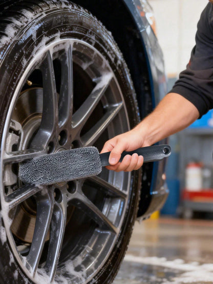 Car Cleaning Brush, Lightweight Polyester Wheel Rim Cleaning Tool, Efficient Car Detail Maintenance, Tire Care Accessories, Car Washing Equipment, Car Wheel Brush, Car Wheel Rim And Tire Cleaning Brus