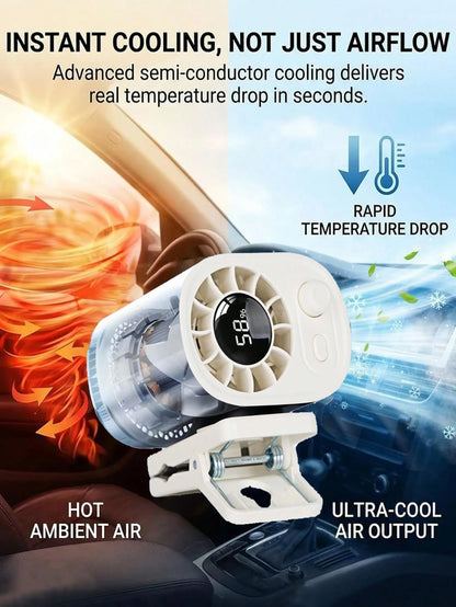 Car Clip-On Fan 100 Speeds Adjustable USB Rechargeable LED Display 1200mAh Clip-On Portable Fan With 360° Rotation, Pocket Size Summer Cooling Essentials For Travel/Beach/Concert/Car/Hiking Gifts Cli