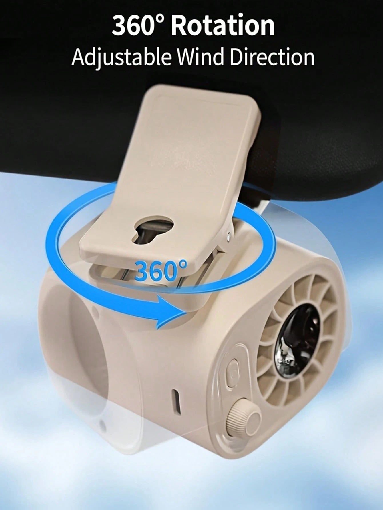 Car Clip-On Fan 100 Speeds Adjustable USB Rechargeable LED Display 1200mAh Clip-On Portable Fan With 360° Rotation, Pocket Size Summer Cooling Essentials For Travel/Beach/Concert/Car/Hiking Gifts Cli