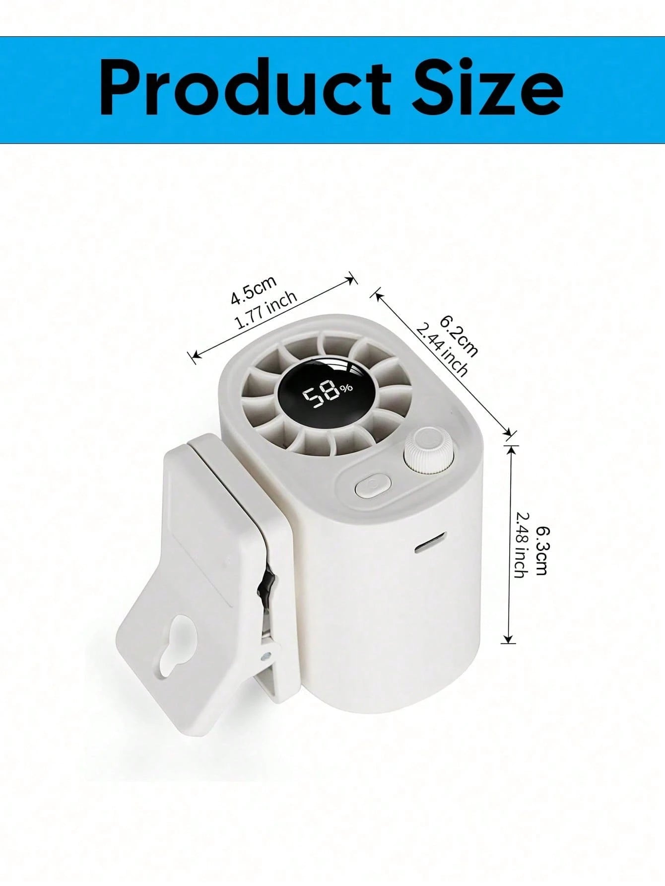 Car Clip-On Fan With LED Display, Rear Seat Fan, USB Rechargeable Powerful Multi-Function Cooling Fan, 360° Rotation, 100 Adjustable Speeds, USB Charging, Summer Essential, Car Accessory, (1200-1400mA