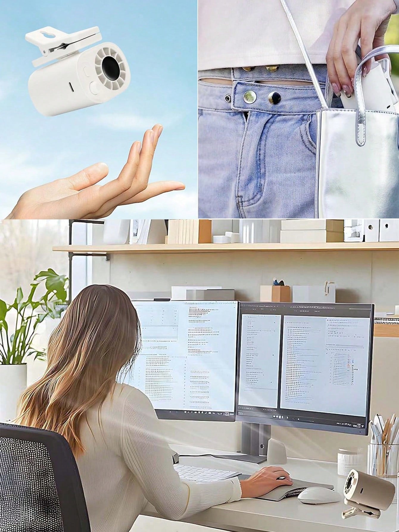 Car Clip-On Fan With LED Display, Rear Seat Fan, USB Rechargeable Powerful Multi-Function Cooling Fan, 360° Rotation, 100 Adjustable Speeds, USB Charging, Summer Essential, Car Accessory, (1200-1400mA