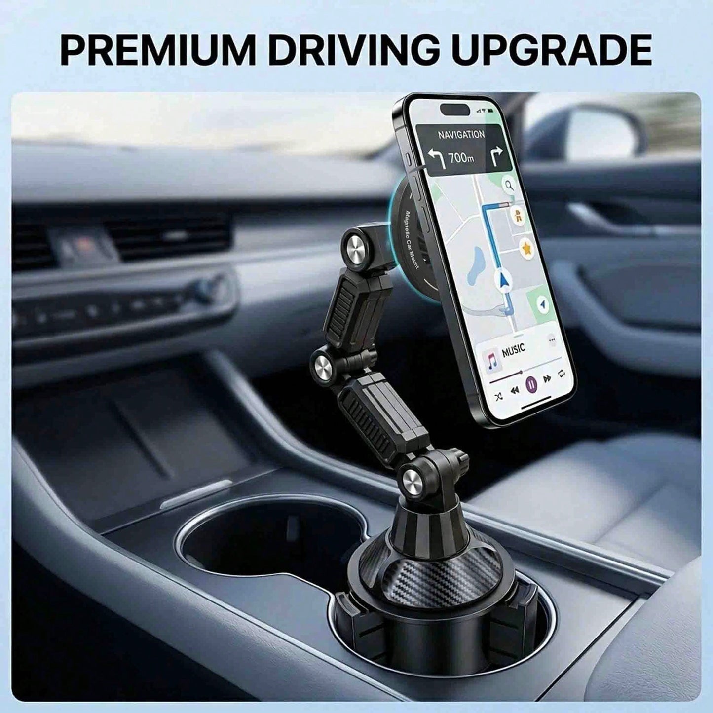 Car Cup Holder Phone Mount, Magnetic Car Phone Holder With Adjustable Long Arm And 360° Rotation, Universal Cup Holder Phone Mount For Smartphones