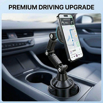 Car Cup Holder Phone Mount, Magnetic Car Phone Holder With Adjustable Long Arm And 360° Rotation, Universal Cup Holder Phone Mount For Smartphones