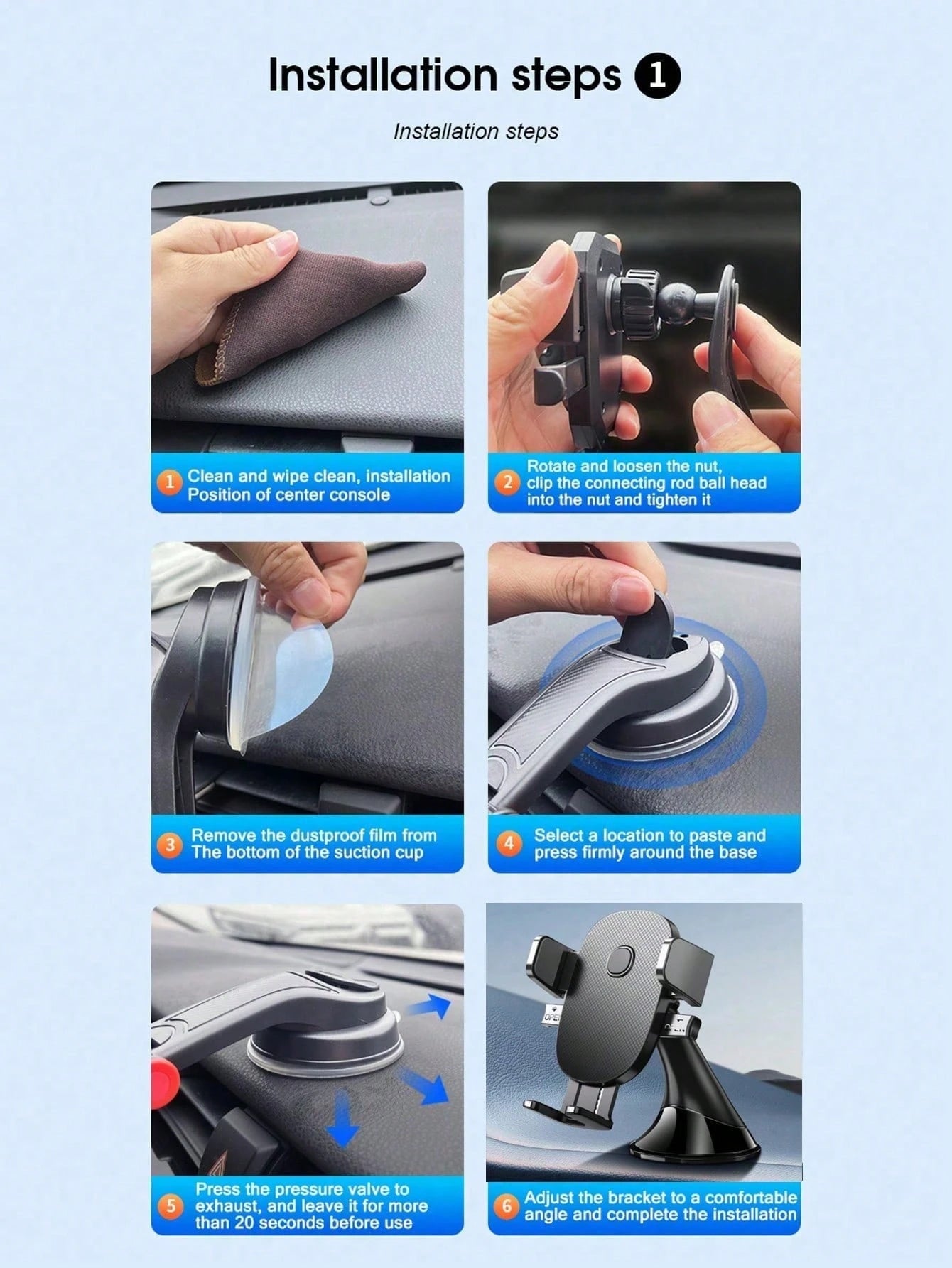 Car Dashboard Phone Holder, New Compact Convenient Gravity Adsorption Stable Phone Mount (2 Panel Designs Randomly Sent)