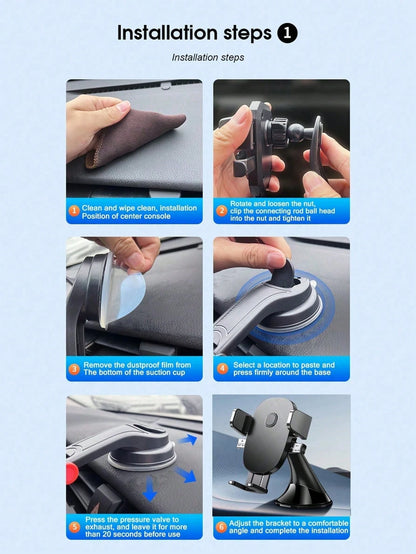 Car Dashboard Phone Holder, New Compact Convenient Gravity Adsorption Stable Phone Mount (2 Panel Designs Randomly Sent)