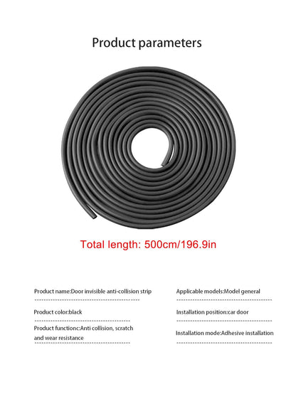 Car Door Anti-Collision Decorative Rubber Strips, Door Protective Strips, Self-Adhesive Car Door Sound Insulation Strips, Universal Type, Women's Car Accessories, Durable Synthetic Rubber, Black, Suit