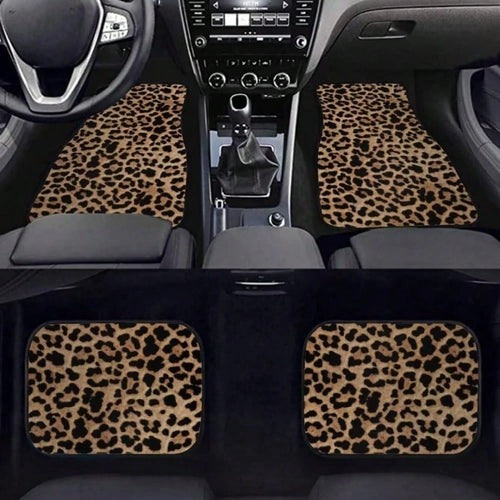 Car Floor Mat Carpet 4 Piece Heavy Duty Carpet With Foot Rugs Leopard Striped Print Car Floor Mats For Women Men Car Accessories