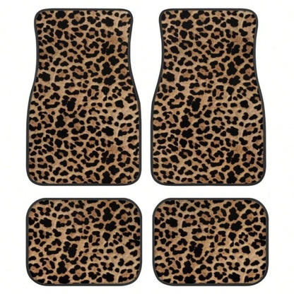 Car Floor Mat Carpet 4 Piece Heavy Duty Carpet With Foot Rugs Leopard Striped Print Car Floor Mats For Women Men Car Accessories