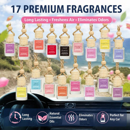Car Hanging Ornament Diffuser Oil, Home Air Freshener, 17 Fruity,Floral,Citrus,Gourmand Scents: Cherry Blossom, Vanilla, Coffee, Citrus, New Car, Bedroom/Bathroom/Living Room/Toilet/Hotel/Closet, Arom