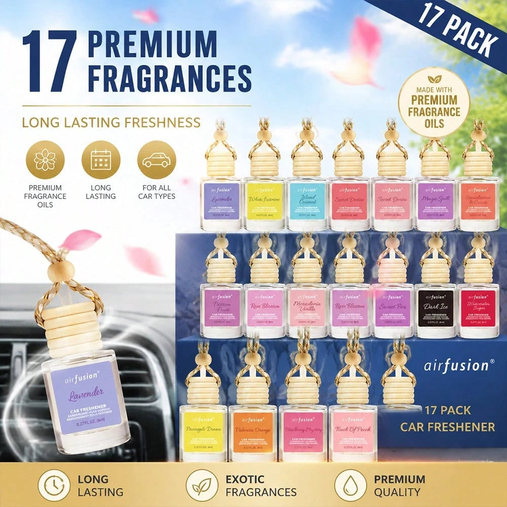 Car Hanging Ornament Diffuser Oil, Home Air Freshener, 17 Fruity,Floral,Citrus,Gourmand Scents: Cherry Blossom, Vanilla, Coffee, Citrus, New Car, Bedroom/Bathroom/Living Room/Toilet/Hotel/Closet, Arom