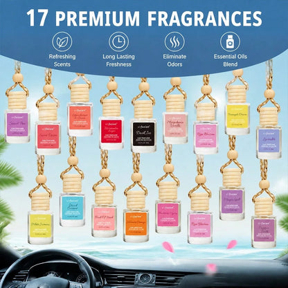 Car Hanging Ornament Diffuser Oil, Home Air Freshener, 17 Fruity,Floral,Citrus,Gourmand Scents: Cherry Blossom, Vanilla, Coffee, Citrus, New Car, Bedroom/Bathroom/Living Room/Toilet/Hotel/Closet, Arom
