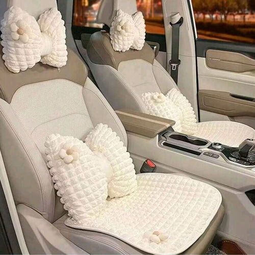 Car Headrest Lumbar Support Creative Cute Flower Car Seat Neck Pillow Lumbar Pillow Car Supplies Car Cushion Four Seasons Universal Women's Headrest Lumbar Support Set