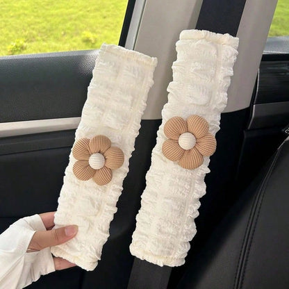 Car Headrest Lumbar Support Creative Cute Flower Car Seat Neck Pillow Lumbar Pillow Car Supplies Car Cushion Four Seasons Universal Women's Headrest Lumbar Support Set