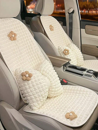 Car Headrest Lumbar Support Creative Cute Flower Car Seat Neck Pillow Lumbar Pillow Car Supplies Car Cushion Four Seasons Universal Women's Headrest Lumbar Support Set